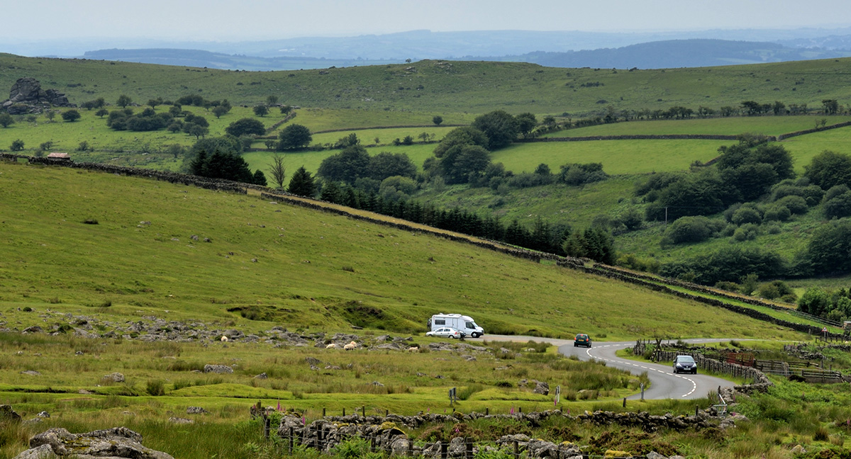 Dartmoor, weg met camper