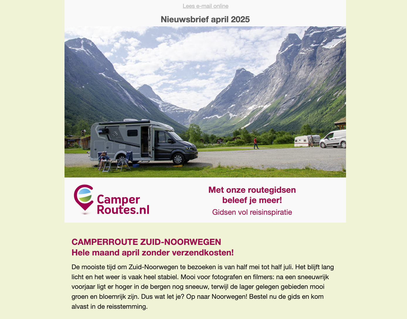 Nieuwsbrief CamperRoutes | CamperRoutes.nl